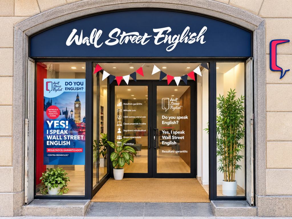 Mamparas de cristal instaladas en la academia Wall Street English de Mataró